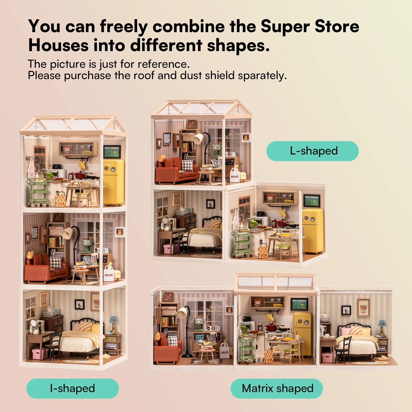 Robotime Rolife Plastic Toys 3D Puzzle Puzzle Super Store Cozy Living Lounge Plastic DIY Miniature House Kit Building Blocks