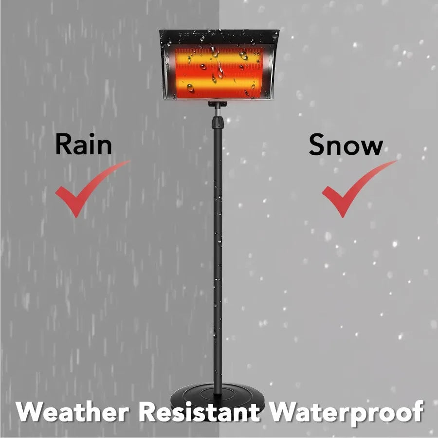 Standing Outdoor Patio Heater for Balcony Courtyard with Overheat Protection 750W 1500W Black Metal