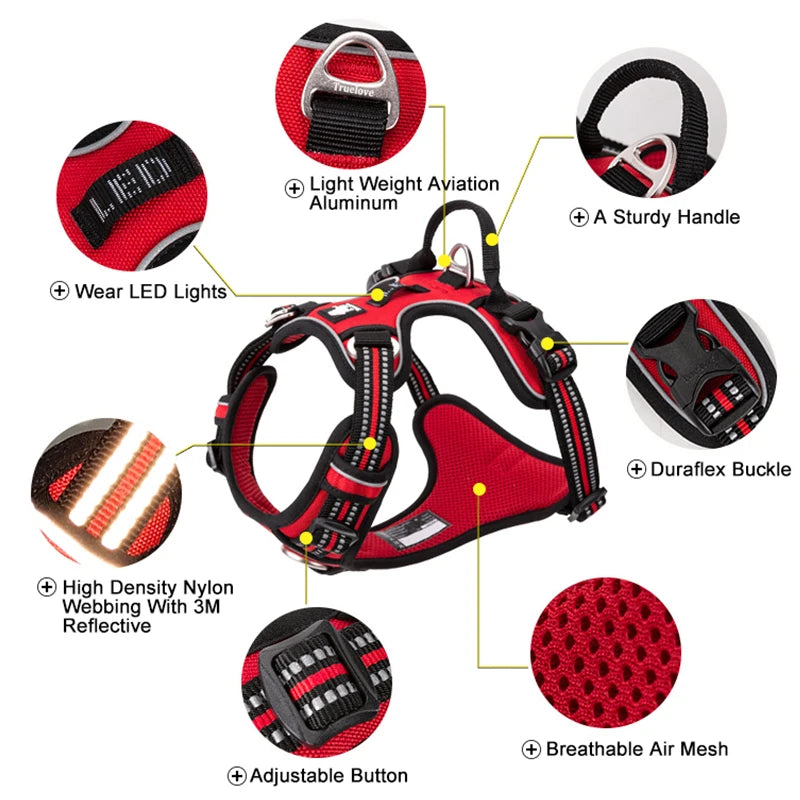 Reflective Nylon Dog Harness No Pull Adjustable Vest