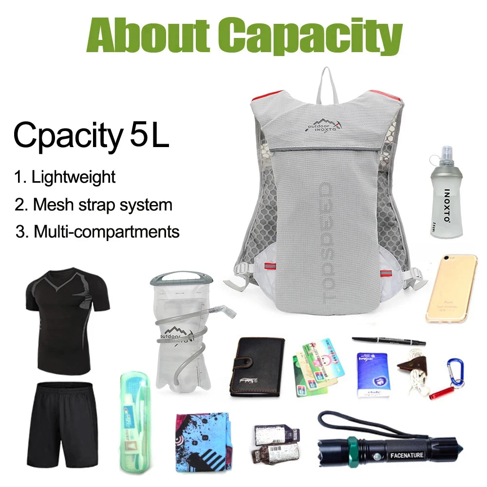 Ultralight 5L Outdoor Running Backpack Hydration Vest 500ml