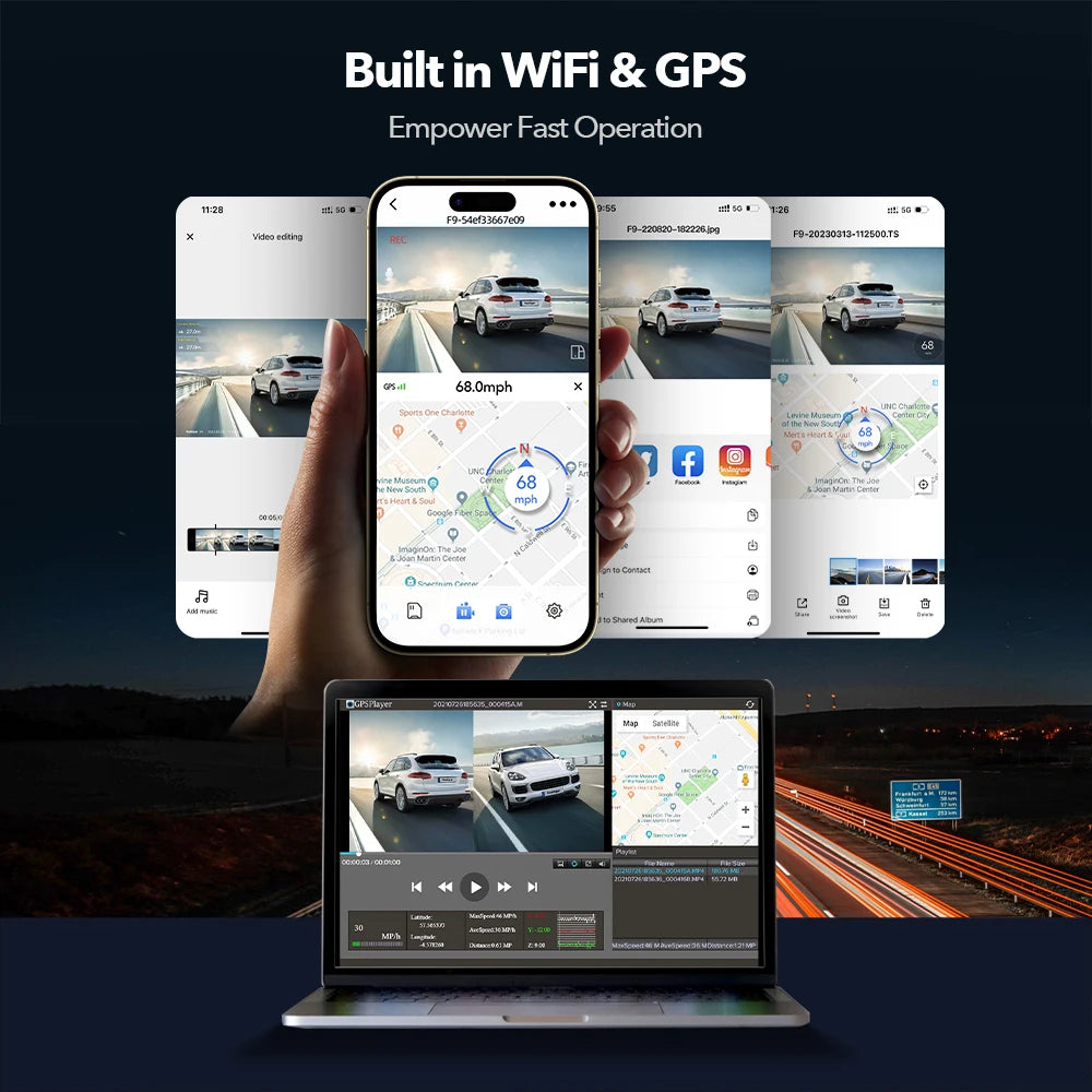 RedTiger F9 Dash Cam 4K Front and Rear WiFi GPS Car Camera