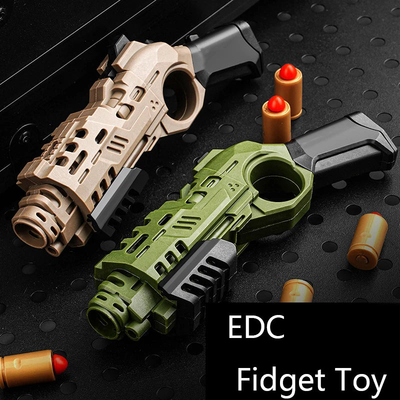 Cool Plastic Gun Fidget Toys Fun EDC Fidget Slider Stress Relief Shooting Toy ADHD Anti-Anxiety Toy Multifunctional Tools