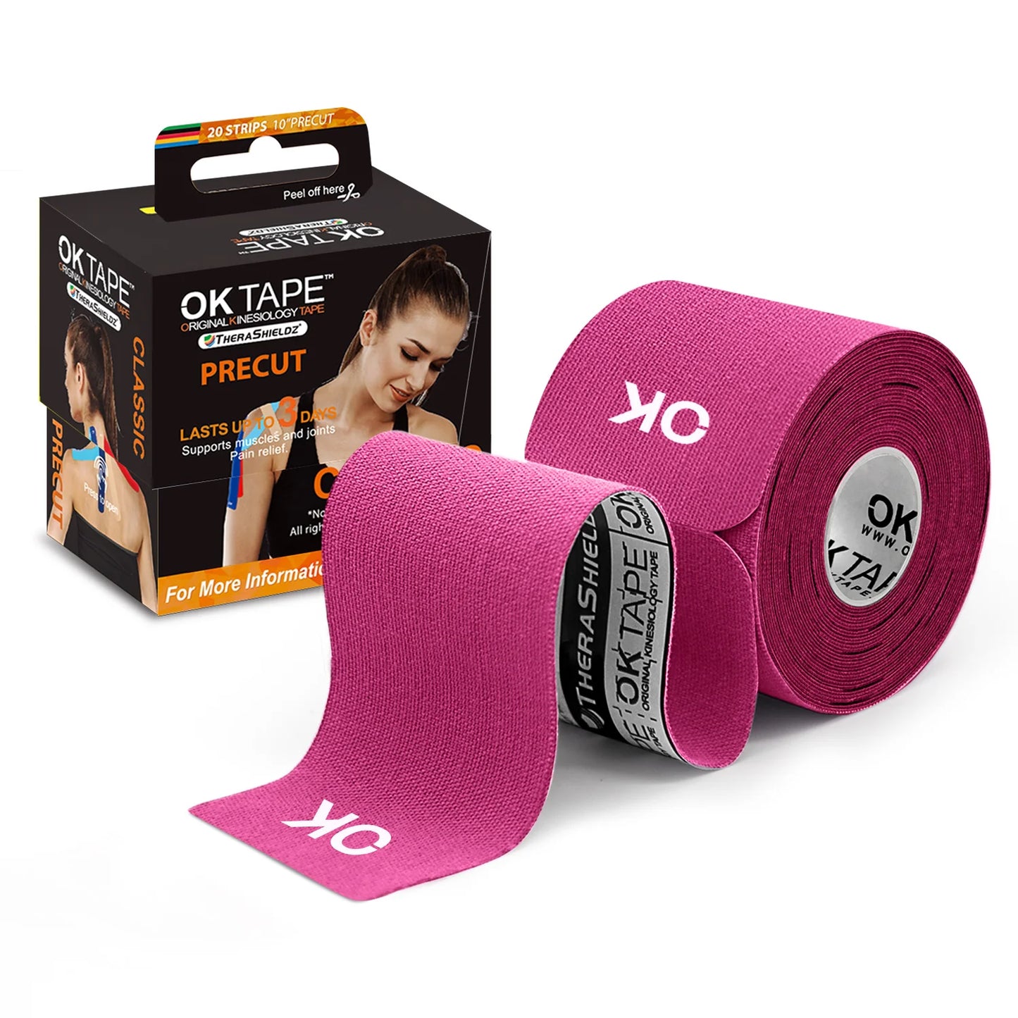 OK TAPE Kinesiology Tape 5cm x 5m Precut Strips Latex Free