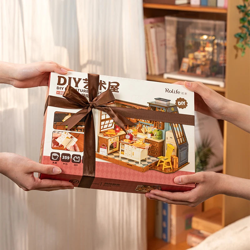 Robotime Rolife Baking Kitchen DIY Miniature Dollhouse Kit Crafts Hobbies Amazing Gift for Women Children DG172