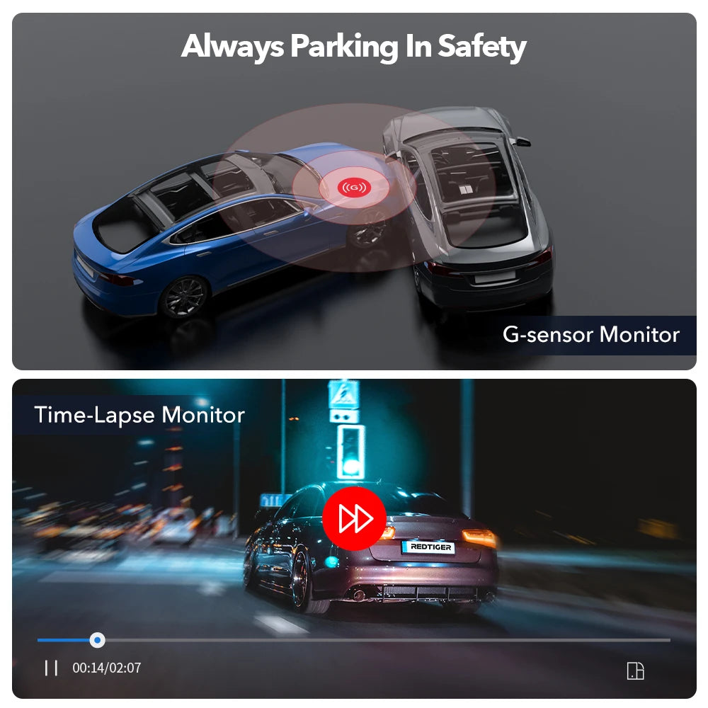 RedTiger F9 Dash Cam 4K Front and Rear WiFi GPS Car Camera