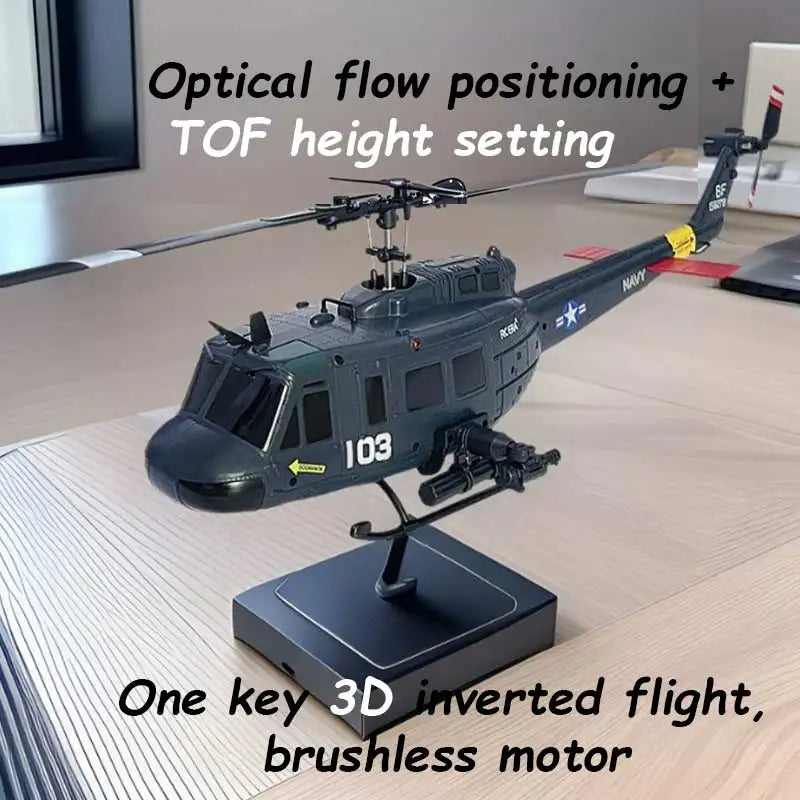 C032 UH-1 brushless RTF RC Helicopter 6-axis Gyroscope One Click 3D Flip Optical flow positioning UH1 helicopter model Hobby Toy