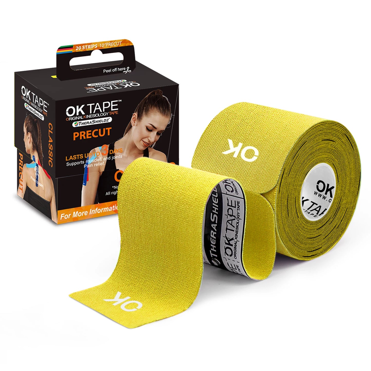OK TAPE Kinesiology Tape 5cm x 5m Precut Strips Latex Free