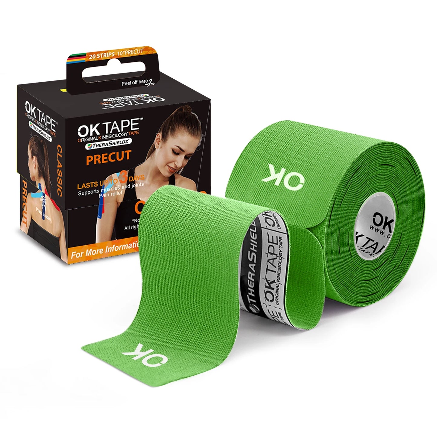 OK TAPE Kinesiology Tape 5cm x 5m Precut Strips Latex Free