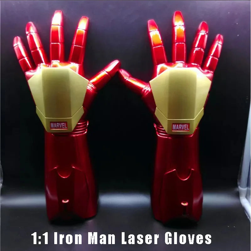Avengers Wearable 1:1 Iron Man Luminous Gloves with Laser Cosplay Props Can Do Model Toys Kawaii Action Figure Iron Man Helmet