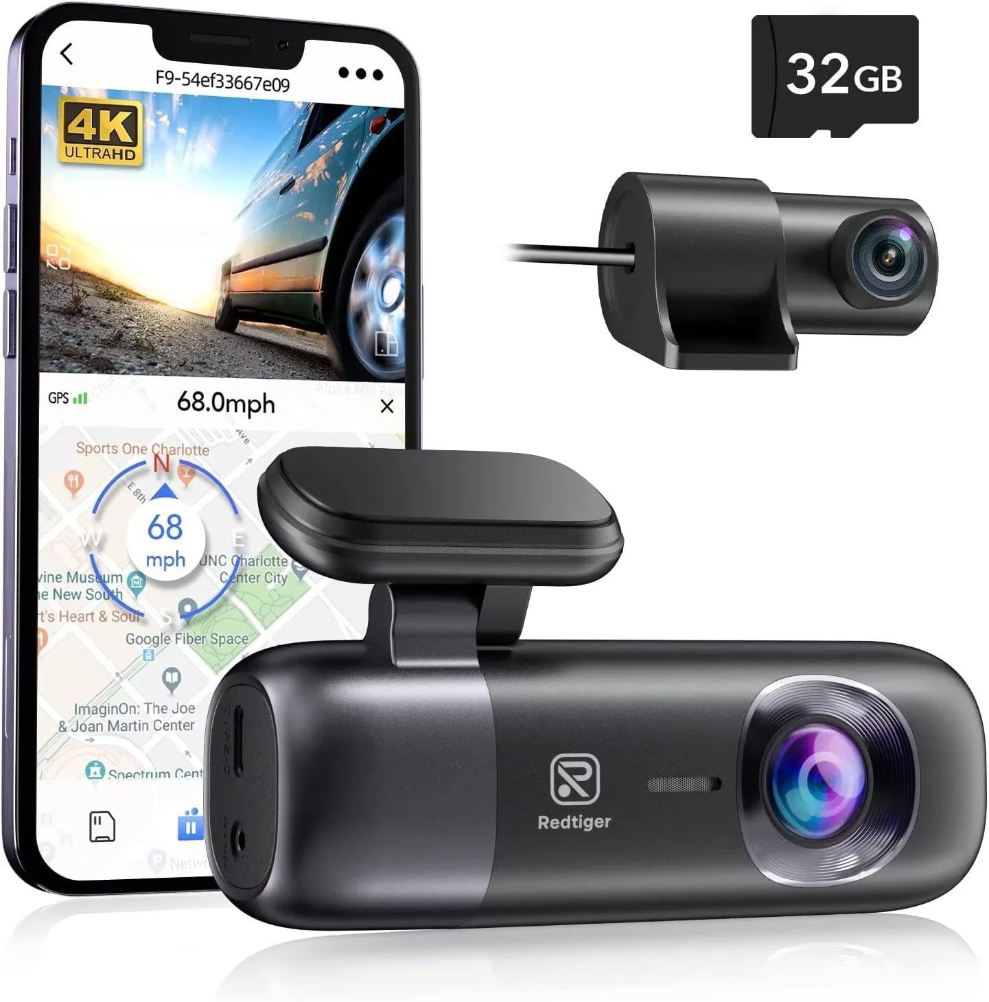 RedTiger F9 Dash Cam 4K Front and Rear WiFi GPS Car Camera