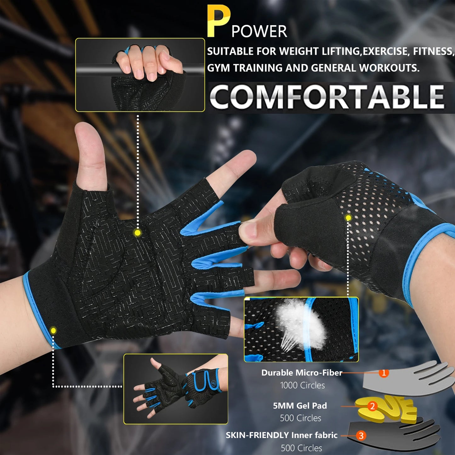 Moreok Breathable Gym Gloves Antislip Pull Ups Fitness