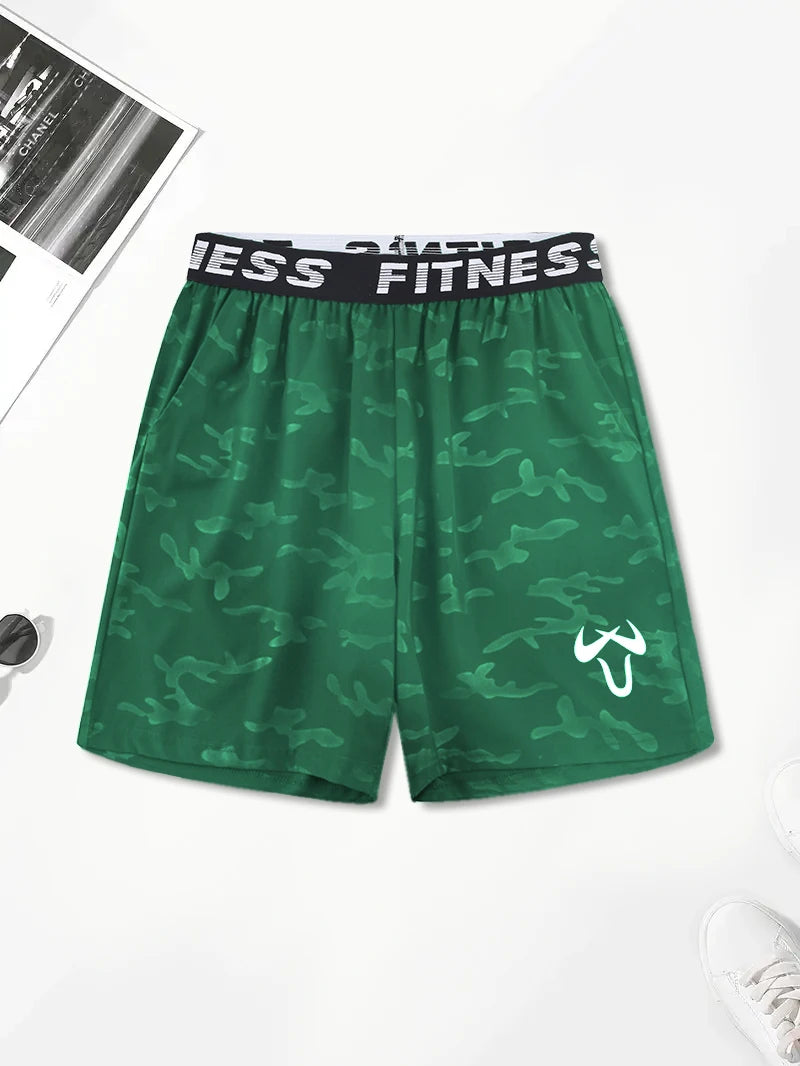 Men's Casual Quick-Dry Athletic Shorts with Geometric Pattern Elastic Waist & Drawstring - Lightweight Non-Stretch Fabric Pant