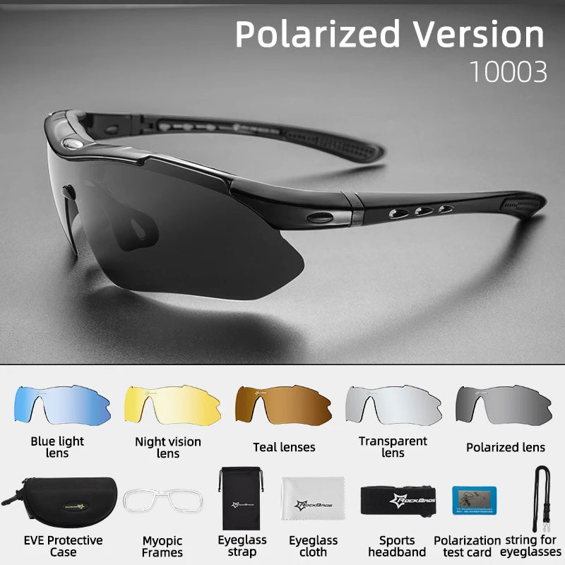 Rockbros Polarized Cycling Glasses Sunglasses MTB 5 Lenses
