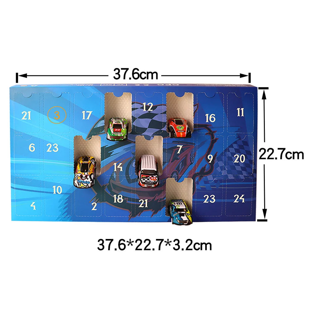 24 Days Christmas Countdown Calendar Car Toys Kids Car Advent Calendar Digital Racing Vehicles Toys Xmas Christmas Gift Box for