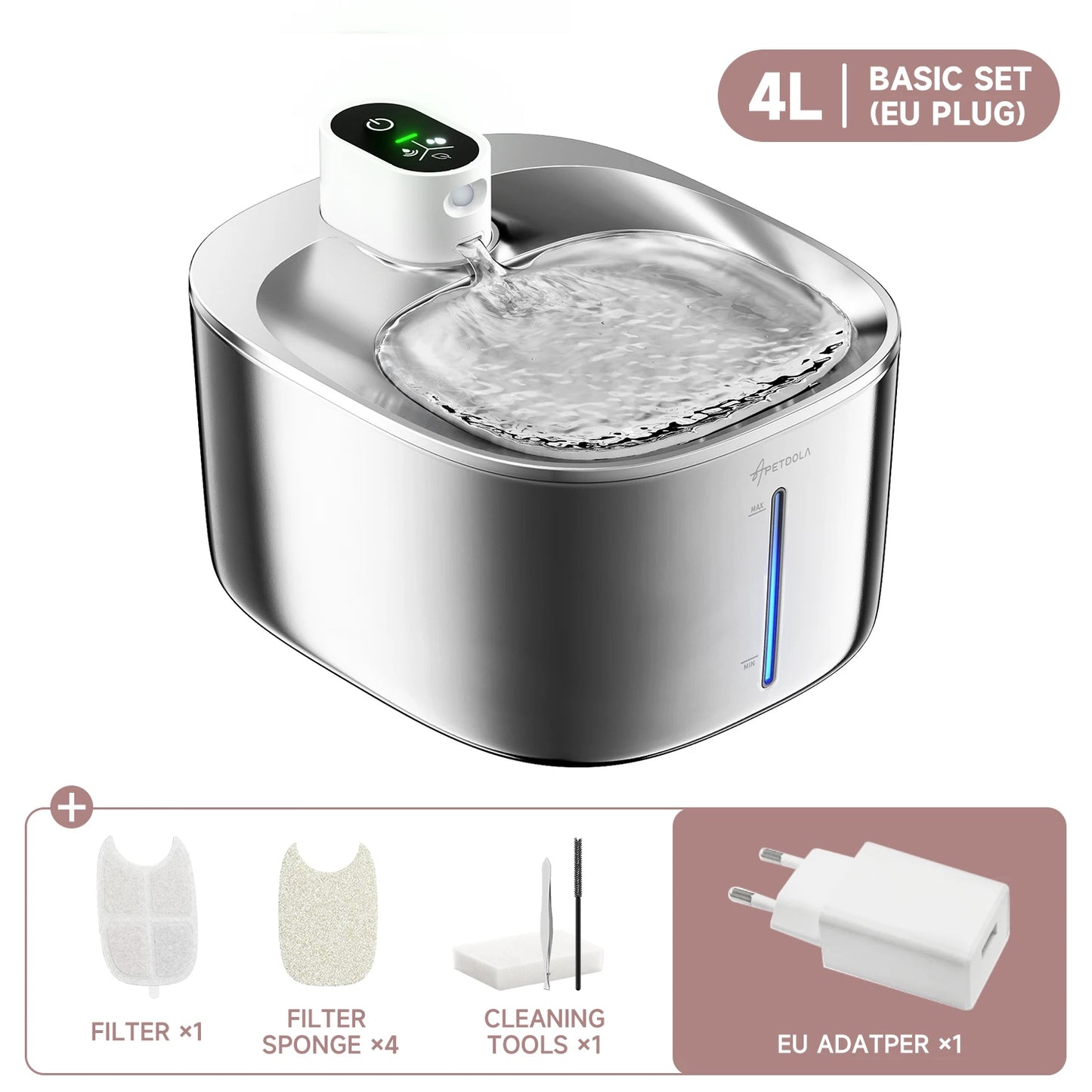 APETDOLA 4L Wireless Cat Water Fountain Auto Sensor