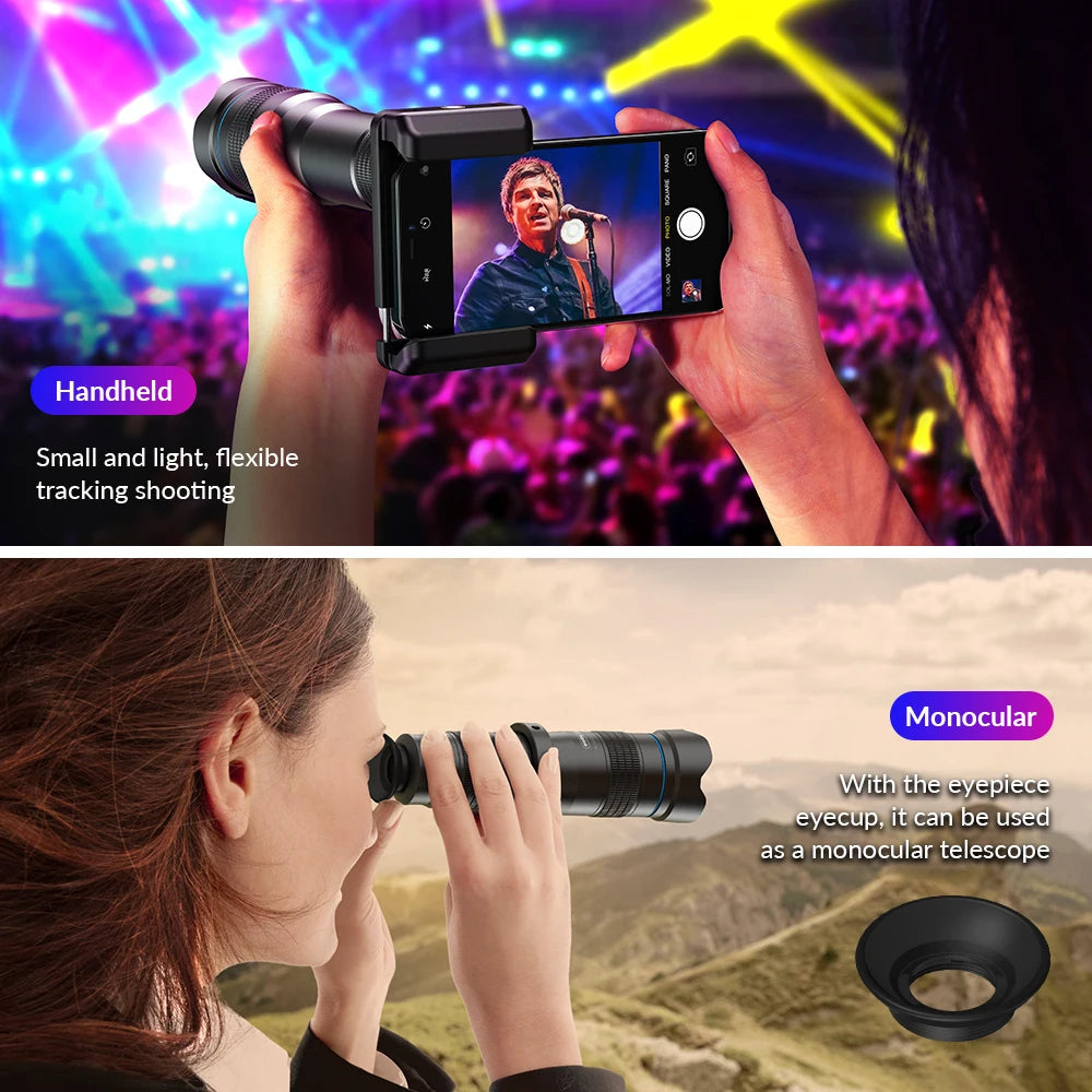 Apexel 36X Metal Telephoto Lens for iPhone Samsung Tripod