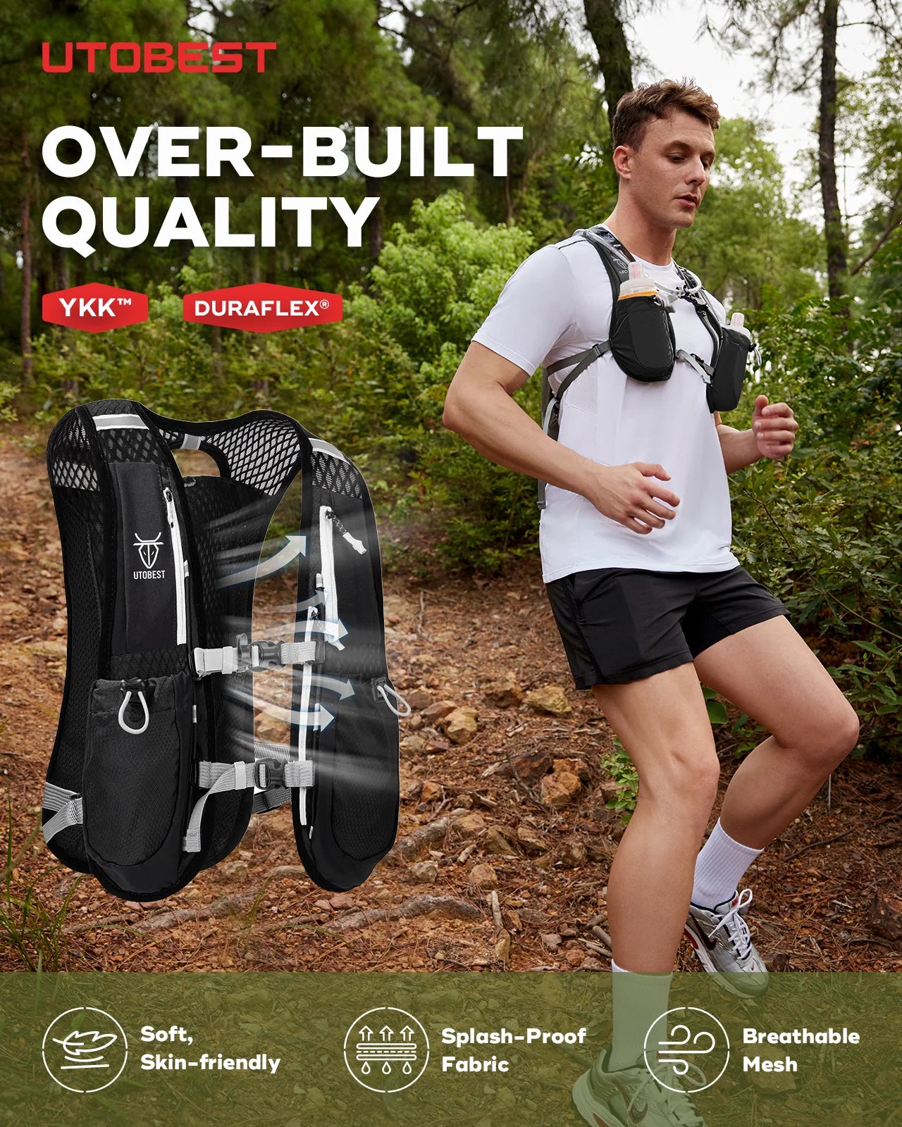 UTOBEST 5L Hydration Trail Running Backpack Vest Bladder