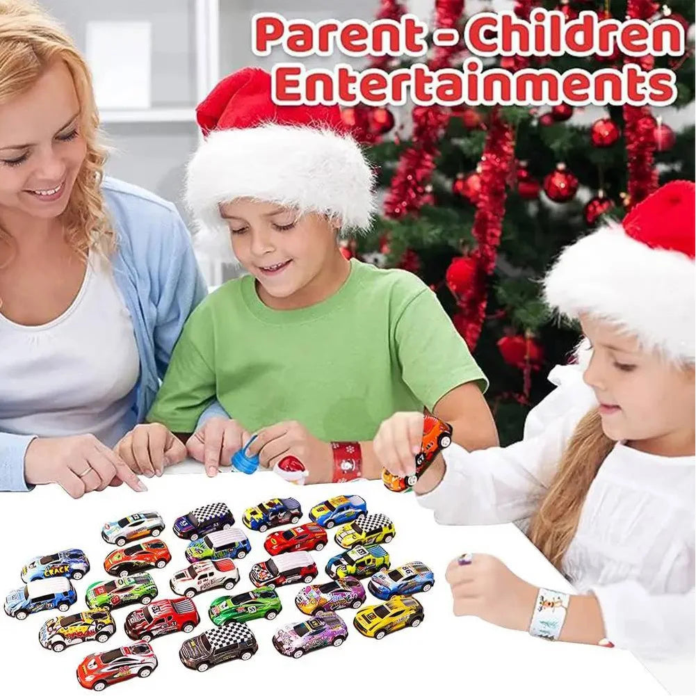 24 Days Christmas Countdown Calendar Car Toys Kids Car Advent Calendar Digital Racing Vehicles Toys Xmas Christmas Gift Box for