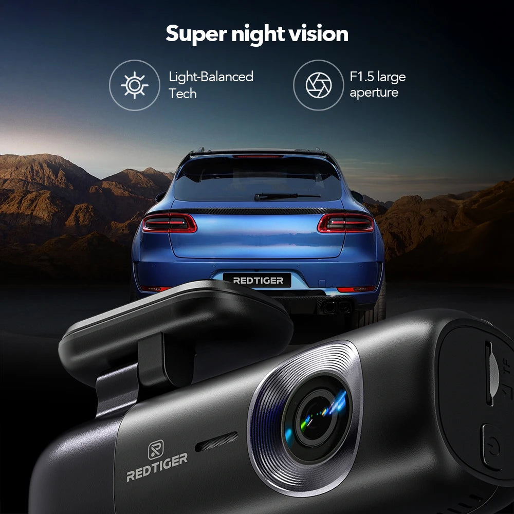 RedTiger F9 Dash Cam 4K Front and Rear WiFi GPS Car Camera