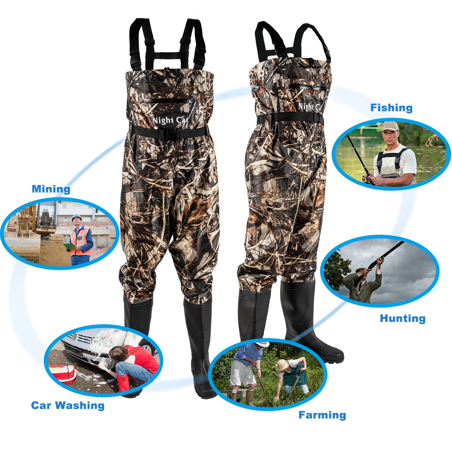 Waterproof Chest Waders For Fishing With Boots Nylon PVC