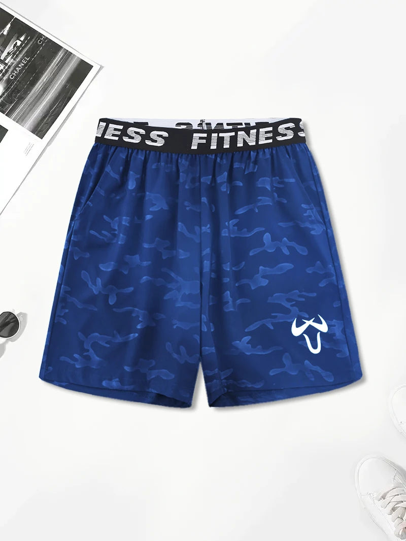 Men's Casual Quick-Dry Athletic Shorts with Geometric Pattern Elastic Waist & Drawstring - Lightweight Non-Stretch Fabric Pant