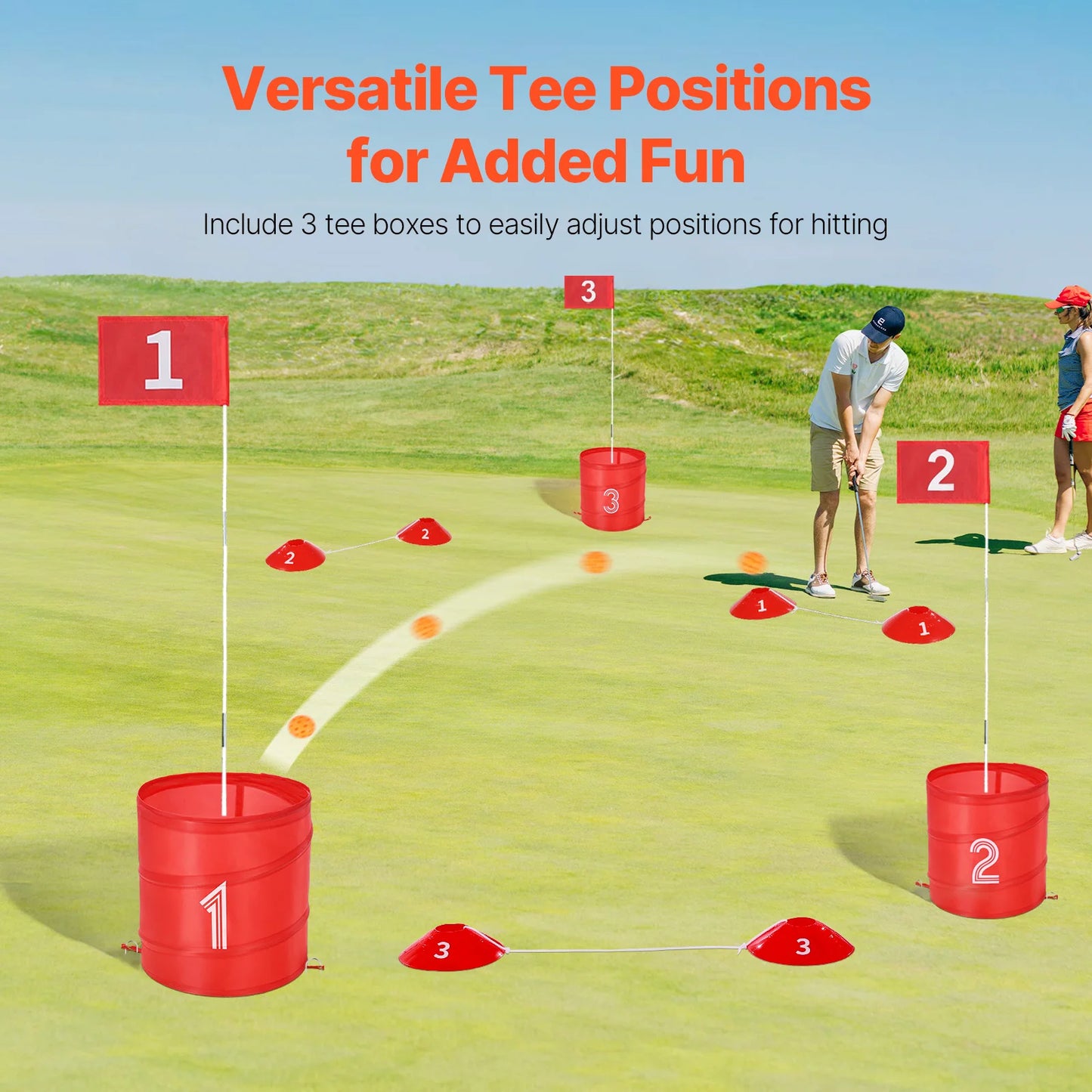 SucceBuy 3/6/9 Hole Kids Backyard Golf Game Portable Bucket Golf Course Practice Chipping Games for Family Outdoor Sports Toys