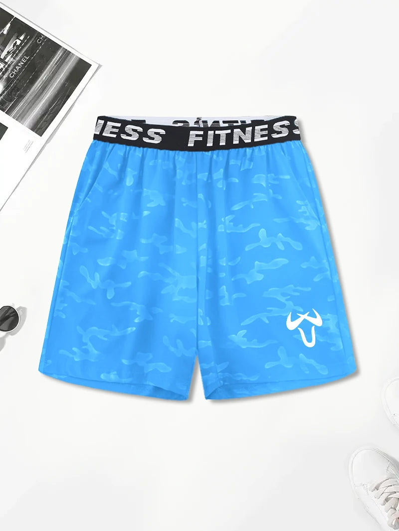 Men's Casual Quick-Dry Athletic Shorts with Geometric Pattern Elastic Waist & Drawstring - Lightweight Non-Stretch Fabric Pant