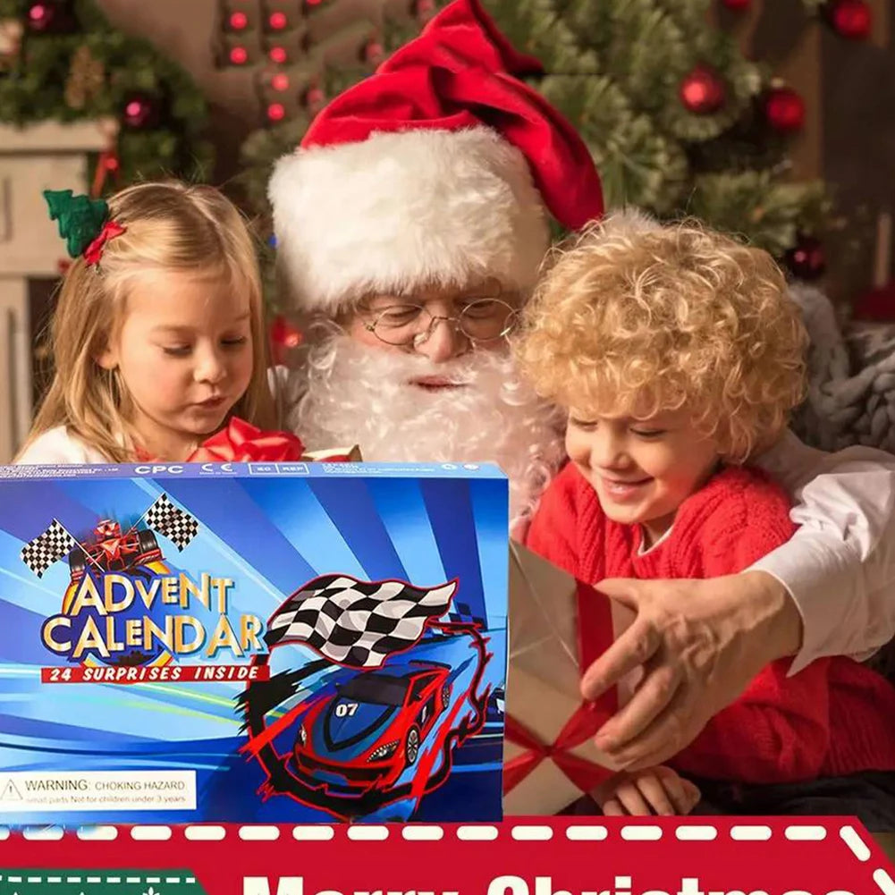 24 Days Christmas Countdown Calendar Car Toys Kids Car Advent Calendar Digital Racing Vehicles Toys Xmas Christmas Gift Box for