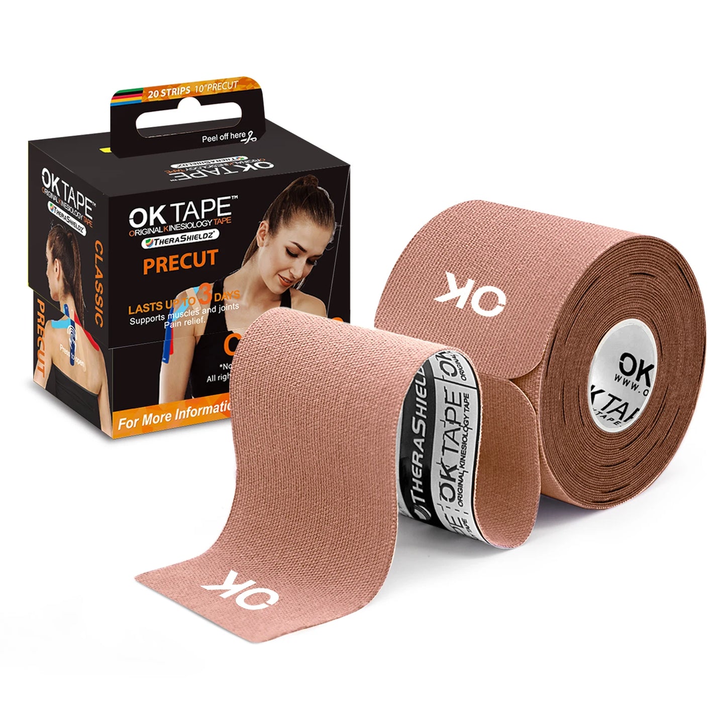 OK TAPE Kinesiology Tape 5cm x 5m Precut Strips Latex Free