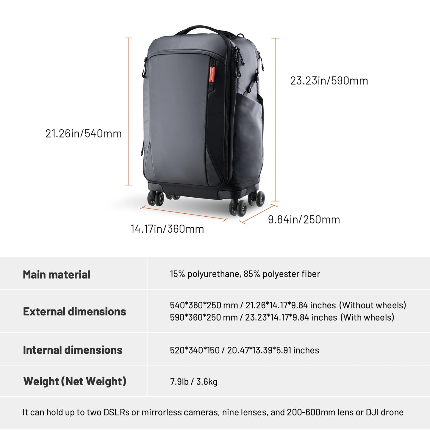 PGYTECH TwoInOne Photography Trolley Case Backpack DSLR Bag