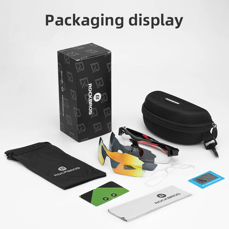 Rockbros Polarized Cycling Glasses Sunglasses MTB 5 Lenses