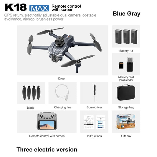 2025 K18Max Airdrop Drone GPS Return 5G 8K HD Camera  Screen Remote Omnidirectional Obstacle Avoidance Dron RC Toy Gift For Kid